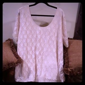 Ivory lace blouse short sleeves